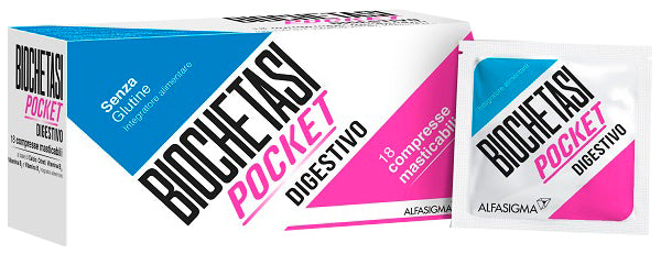 BIOCHETASI POCKET DIGESTIVO 18 COMPRESSE MASTICABILI NUOVA FORMULAZIONE