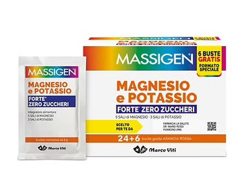 MASSIGEN MAGNESIO POTASSIO FORTE ZERO ZUCCHERO 24 BUSTINE + 6 BUSTINE